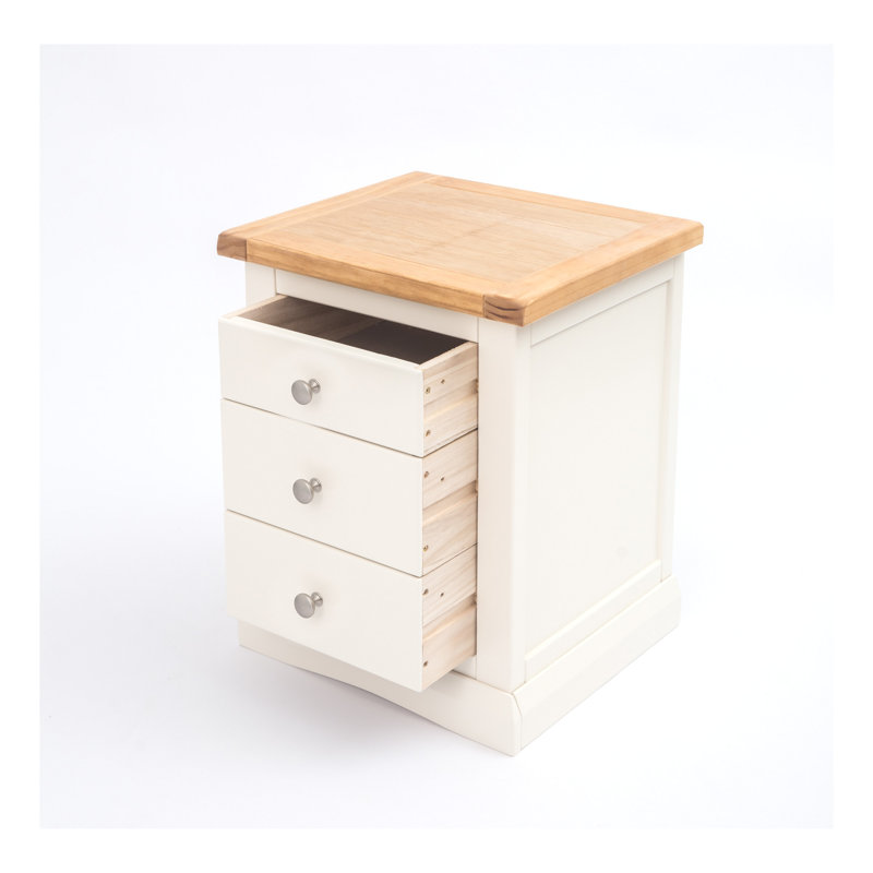 Clarke 45 cm W Bedside Table, White/Satin Chrome