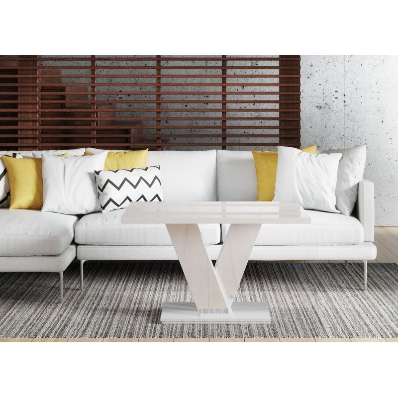 Masiv Cross Legs Coffee Table with Storage, White Gloss