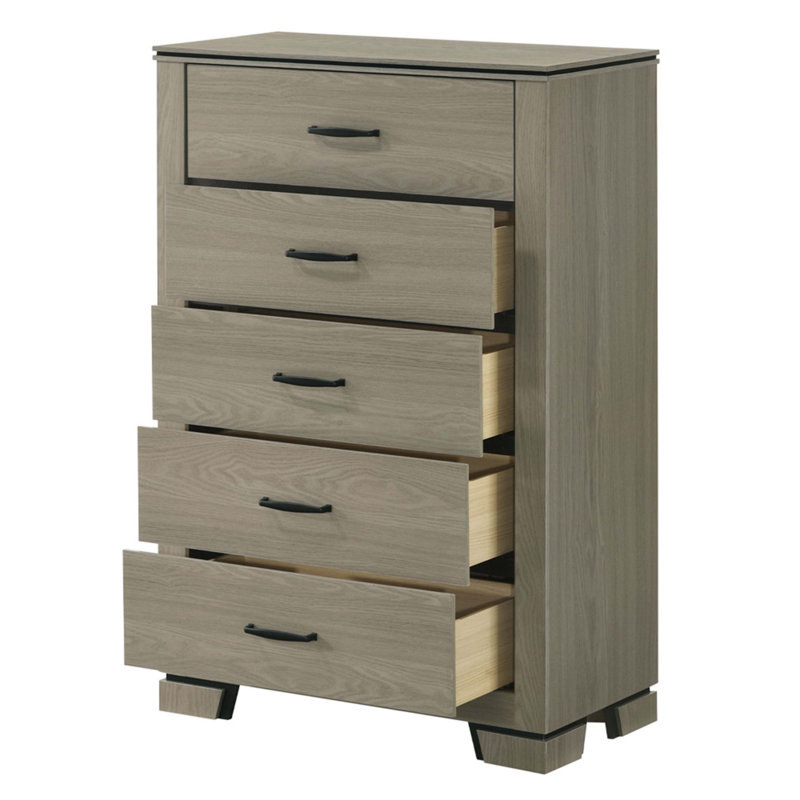 Commode de rangement moderne à cinq tiroirs, Gris