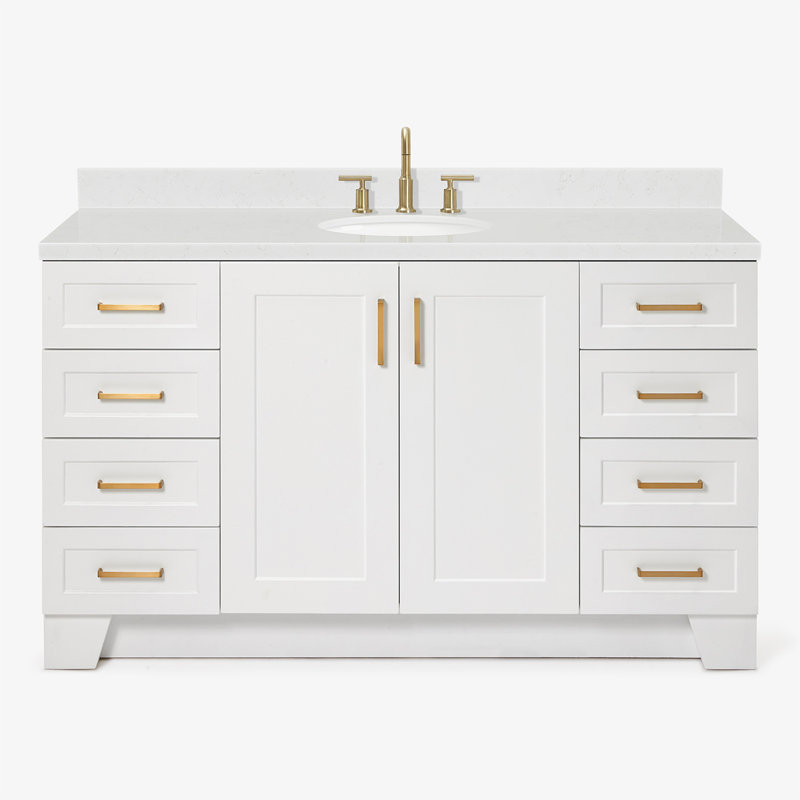 61 IN.  Single Bathroom Vanity, Rectangle, White, Carrara Quartz