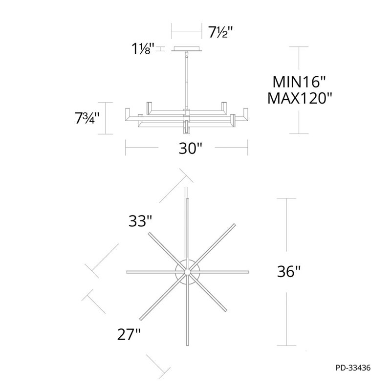 Ferrous 4 - Light Chandelier, 3500K