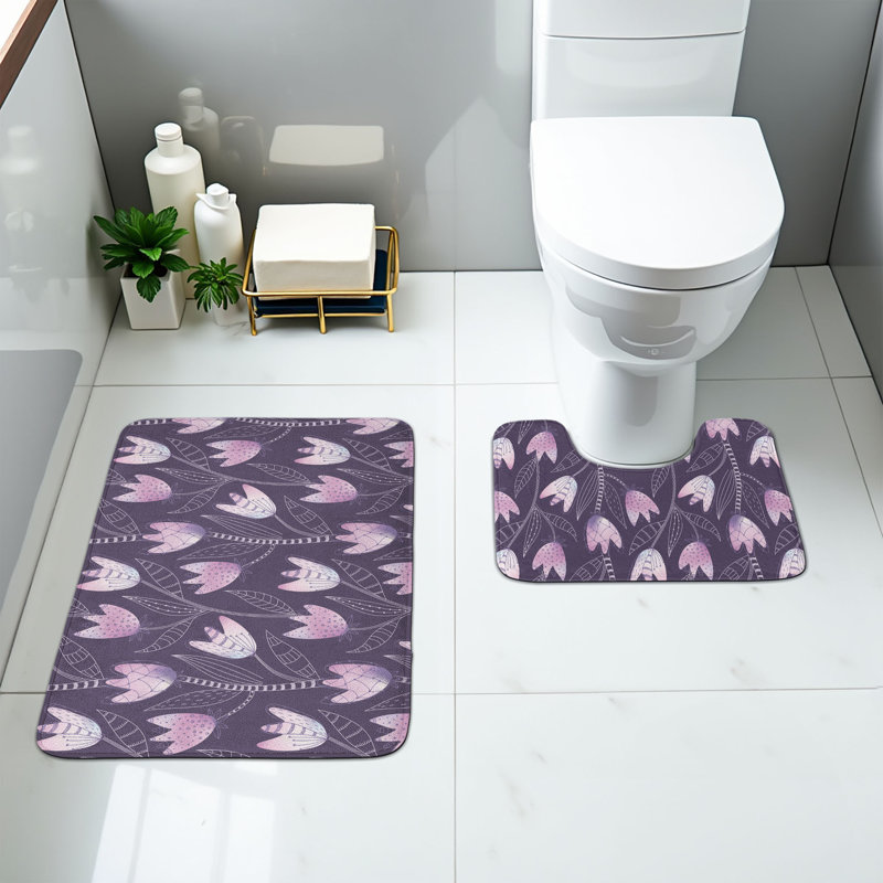  Ensemble de 2 tapis floraux pour salle de bain