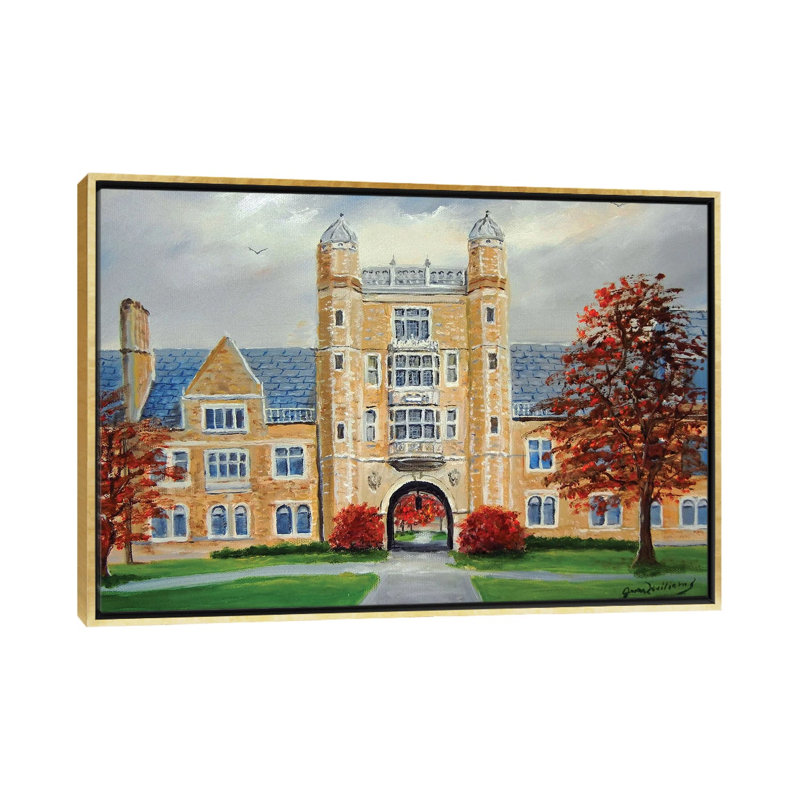 The Law Quad, Ann Arbor - reproduction d'art murale - toile encadrée, 40" x 26", Toile avec cadre, Gold