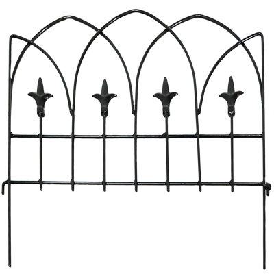 1.63 ft. H x 8.33 ft. W Madisen Steel Decorative Finial Border Fence