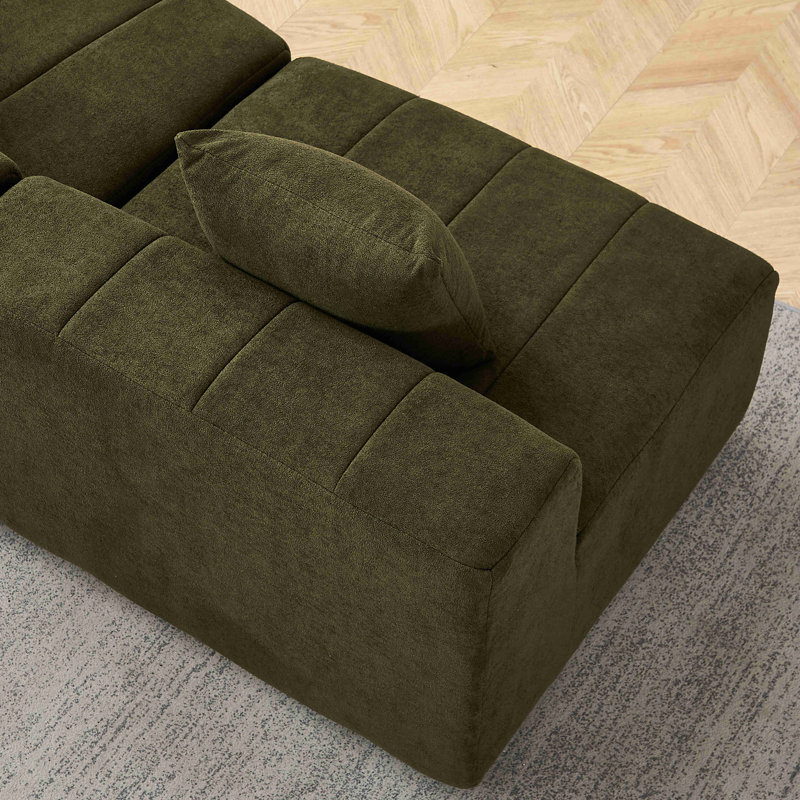 Canapé modulaire courbé Chenille, 29" H x 88" W x 33" D, Vert