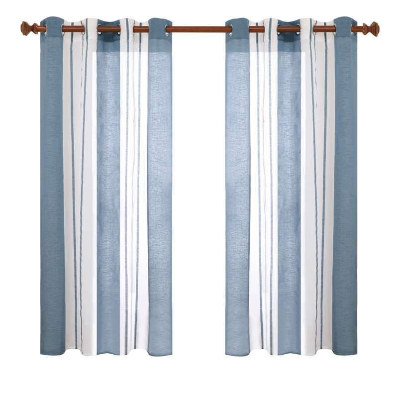Dearious Sheer Curtain Pair, Width 140 x Drop 138 cm, Dark Blue