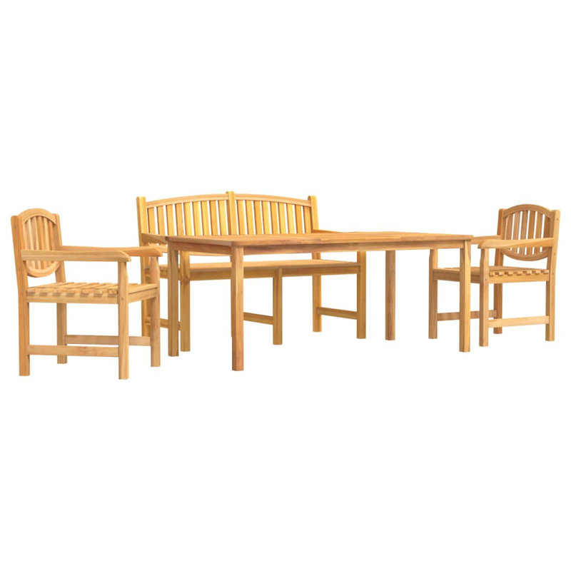 Seavy 3 - Person Teak Patio Dining Set with Rectangular Table