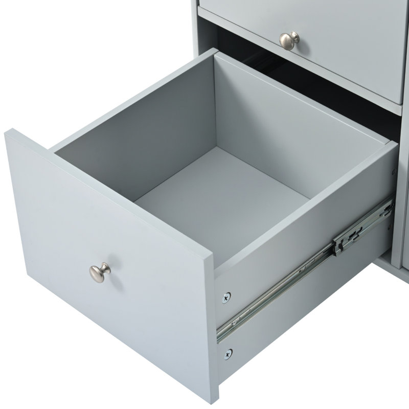 Chariot multifonctionnel pour îlot de cuisine avec 2 portes et 2 tiroirs, Blue/Grey