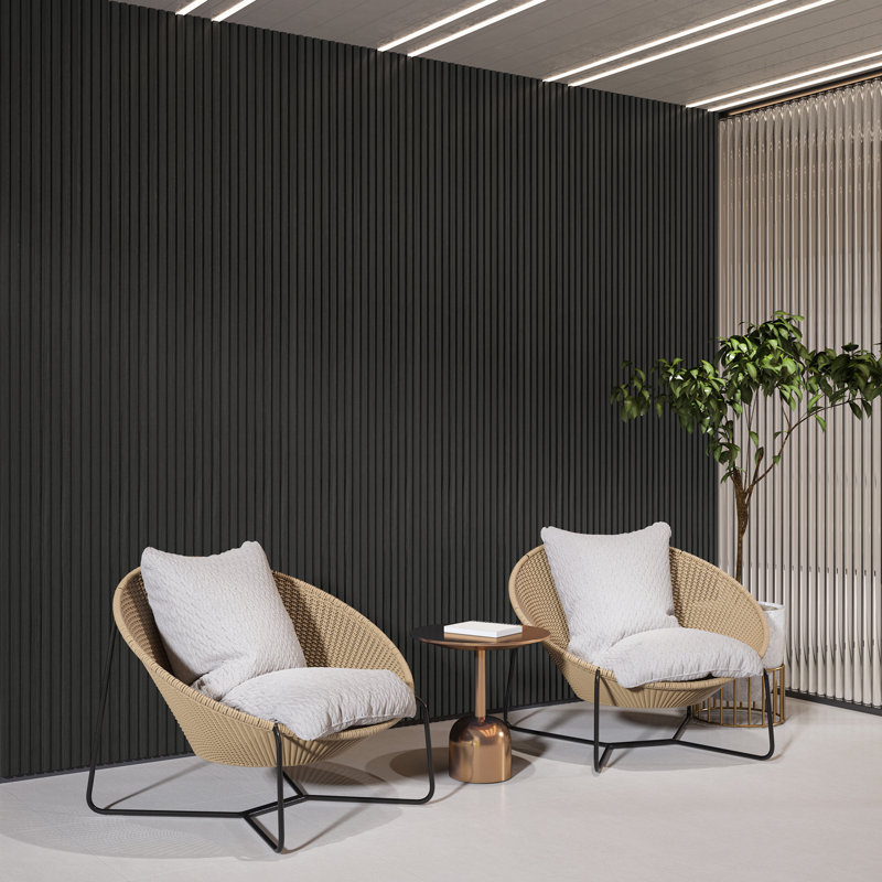 Panneaux muraux en bois insonorisés 94,49 po x 12,6 po, panneaux muraux à lattes de bois pour décoration murale, Noir