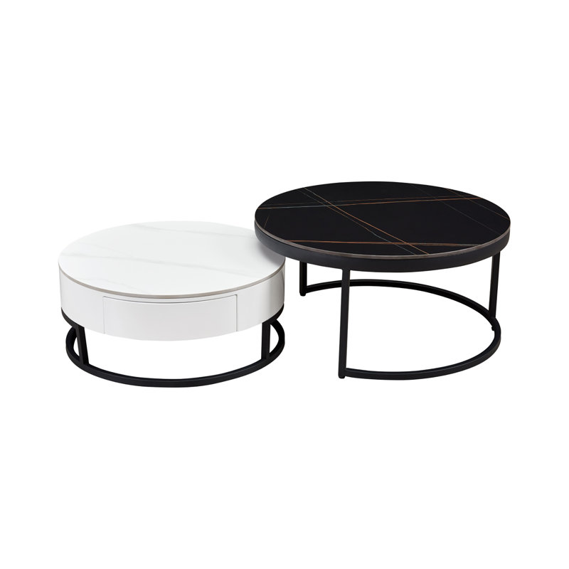 2pc Black And White Coffee Table Set