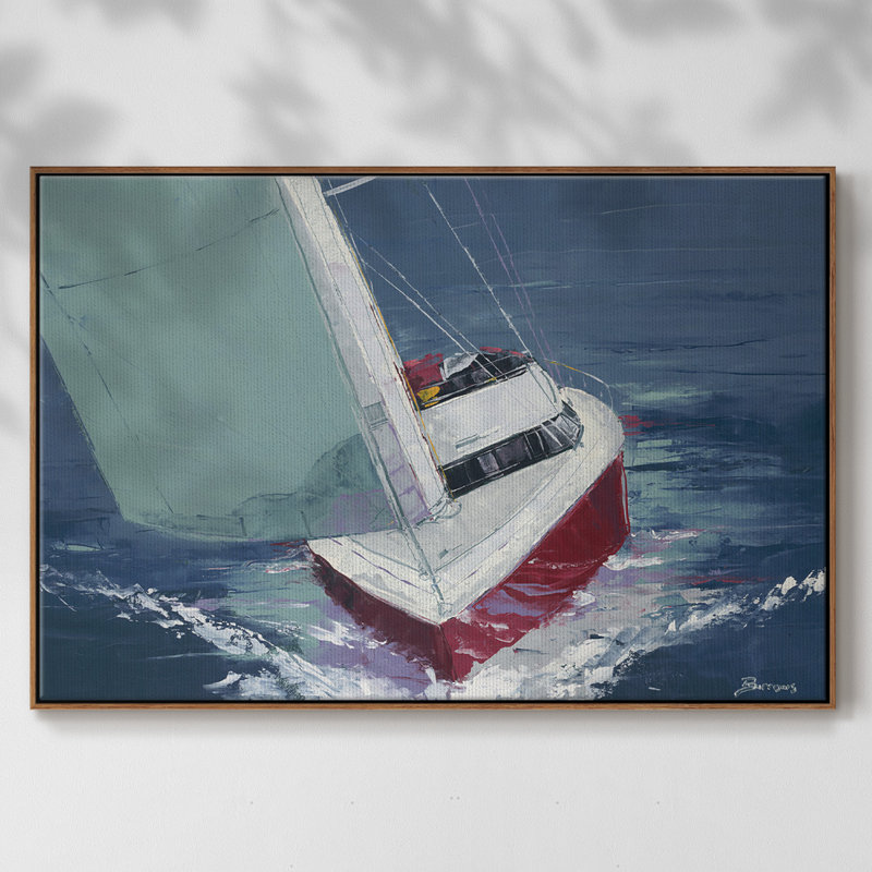 Day Sailing, reproduction d'art sur toile, H 25 po x l 37 po x P 2 po, Toile encadrée noyer flottant