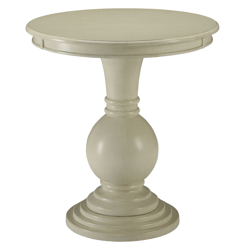 Table d'appoint avec base piédestal, Blanc antique