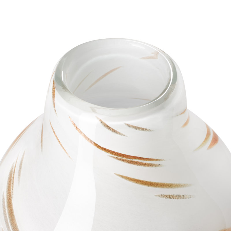 Elowen Swirl 9" Handmade Black / White Blown Glass Vase, 9.5" H x 6.5" W x 6.5" D