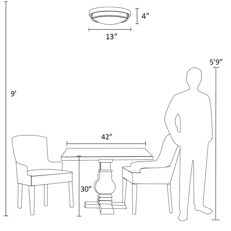 Aaru 2 - Light 13'' Simple Bowl Flush Mount in Oil Rubbed Bronze, Oil Rubbed Bronze