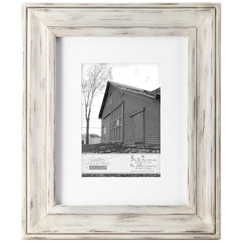 Beveled Picture Frame with Mat, 5" x 7", White