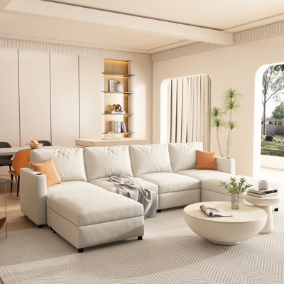 Canapé modulaire en forme de U de 123 pouces avec rangement et canapé modulaire en U de 123 po pour 6 sièges de rangement