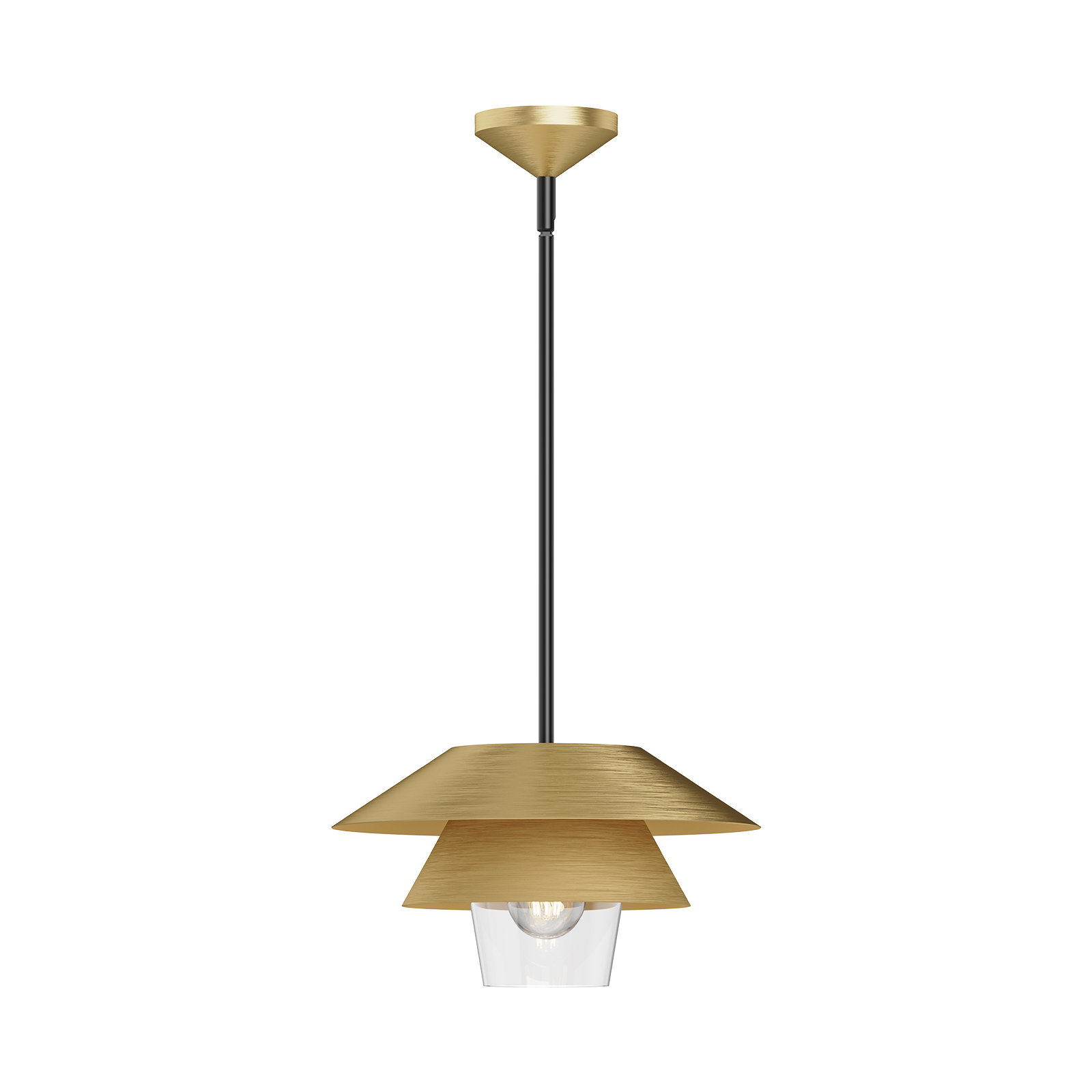 Davant Single Light Steel Pendant, Brushed Gold, 7.75" H x 13.5" W x 13.5" D