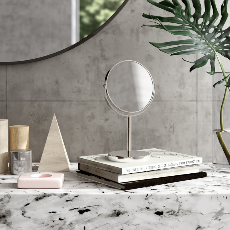 Metal Flat Mirror, 29cm H x 18cm W, Silver