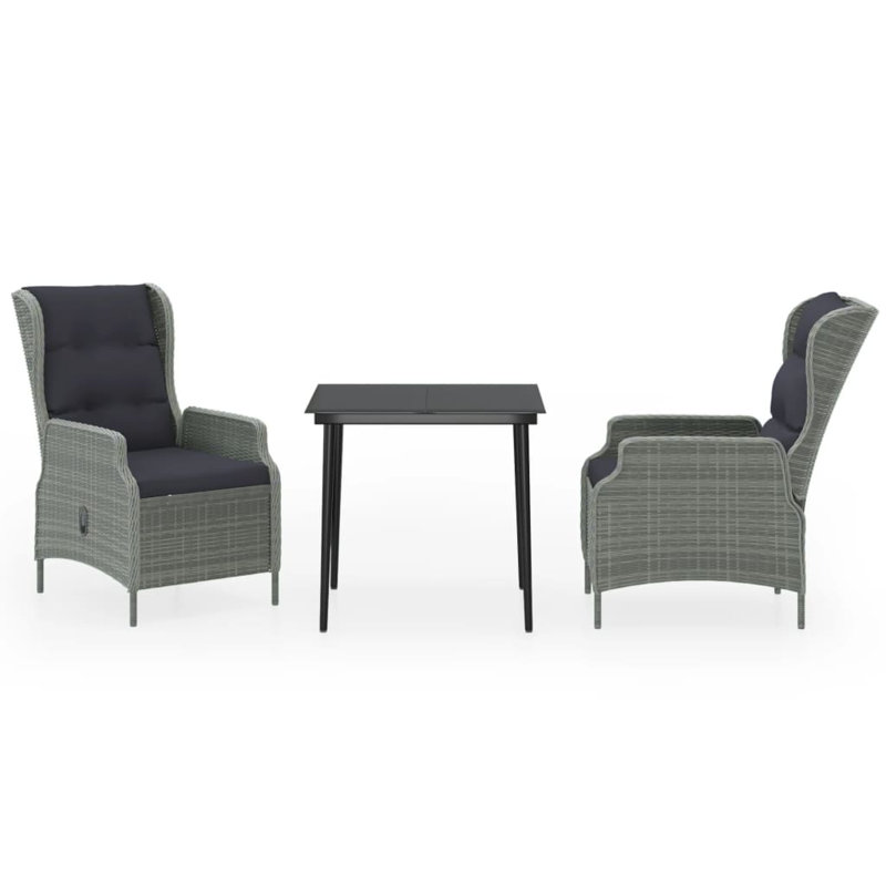 Rectangular Dining Set with Cushions, Light Gray, 31.5", 2