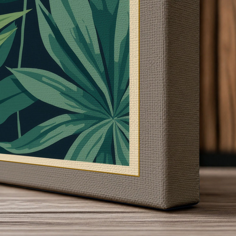 Tropical Birds of Paradise Botanical - Wrapped Canvas, 30x20 - 76.2 x 50.8 cm, Taupe Border