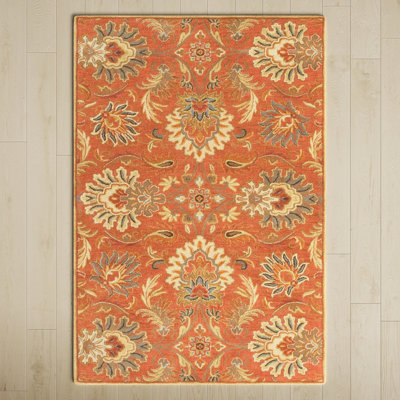 Aaron Oriental Hand-Tufted Wool Terracotta/Orange/Dusty Sage Area Rug