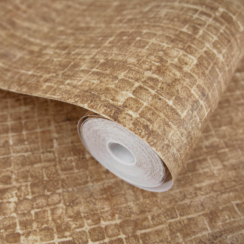 Cerra Collection Ciel Geometric Tile Design Wallpaper Roll, Gold