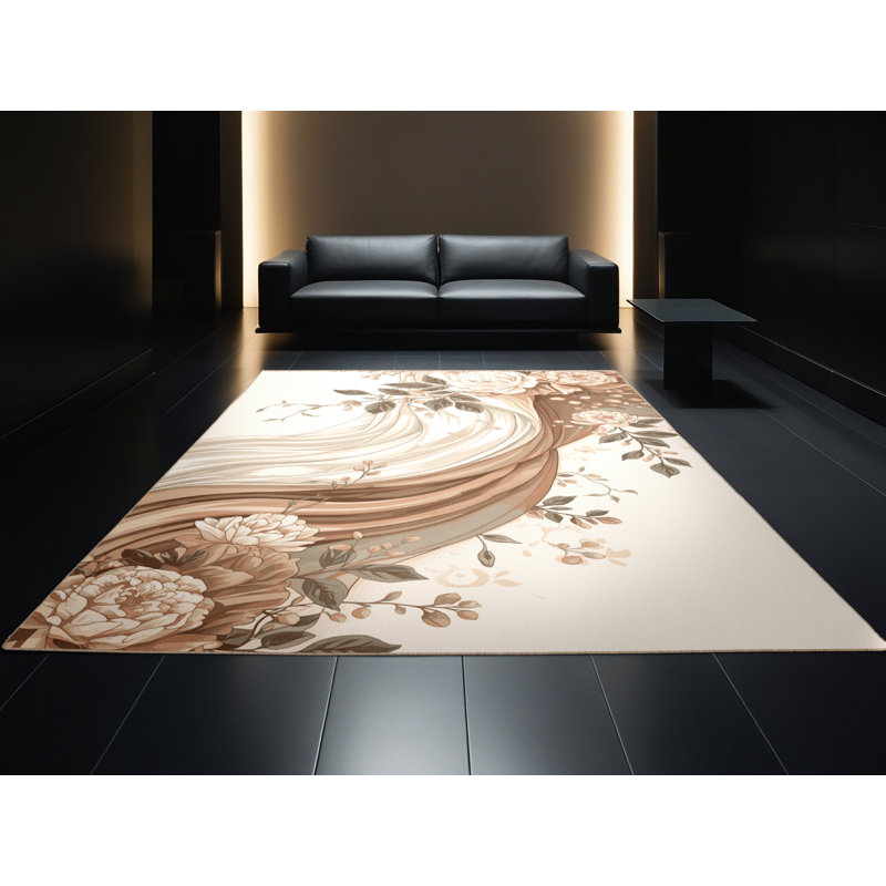 Tapis beige classique lavable à la machine Brooksville, 7 x 9