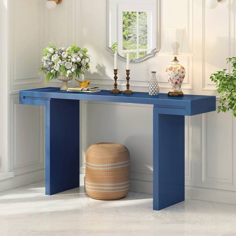 Grande console U-Style de 60 pouces aux lignes géométriques épurées, Marine