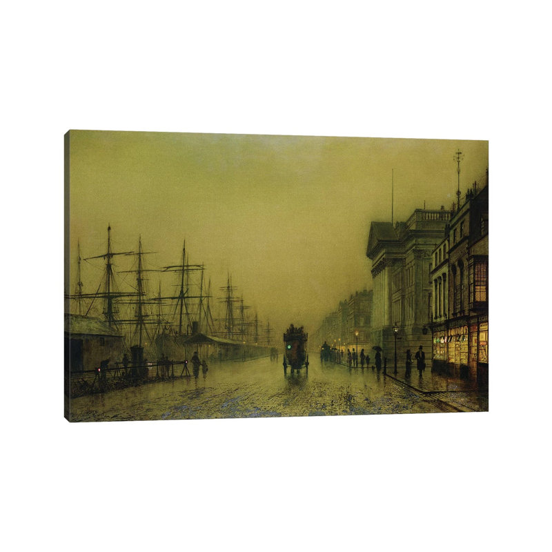 Liverpool Docks Customs House And Salthouse Docks, Liverpool by John Atkinson Grimshaw - Wrapped Canvas Print