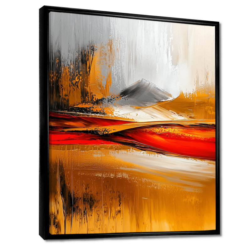 «Nycolas Day and Night Golden Mountain Landscape I - Mountains», art mural, Noir, Reproduction avec cadre flottant