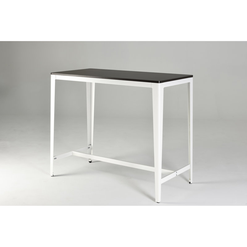 Table de salle à manger Mid-Century moderne à hauteur de comptoir, brun et blanc, avec 4 sièges minimalistes pour la maison, brun / blanc
