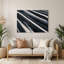 Art mural horizontal rayé gris foncé blanc gris métal-1797445028
