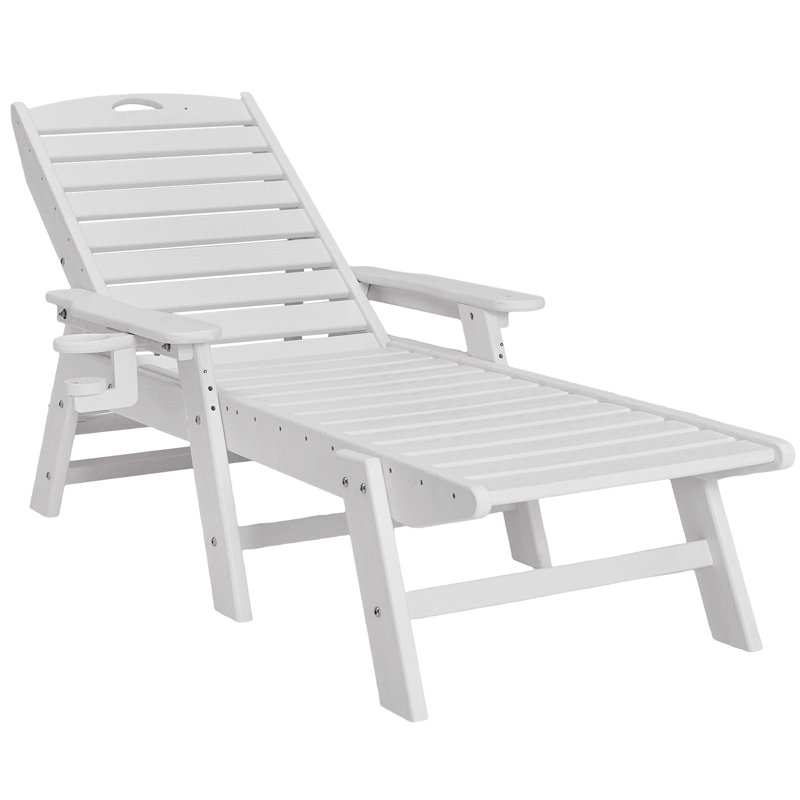 Chaise longue d'extérieur inclinable réglable à 6 positions, Blanc
