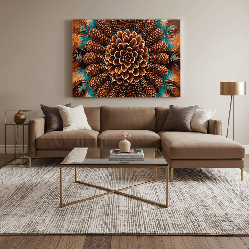 «Southwestern Plants Pinecone 182», art mural sur toile brune, H 20 po x l 24 po