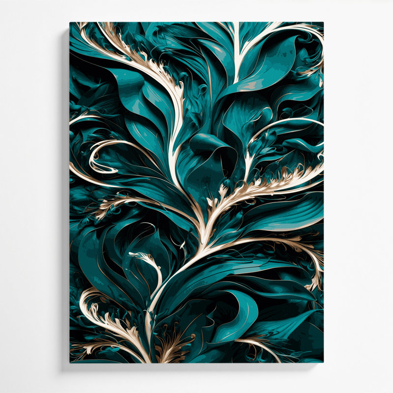 «Abstract Florals 15», art mural sur toile bleue, H 24 po x l 20 po