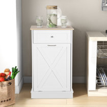 Homefort 13 Gallon Trash Can, Kitchen Garbage Can, Country Style Wooden  Trash Cabinet, Recyle Bin For Kitchen, White