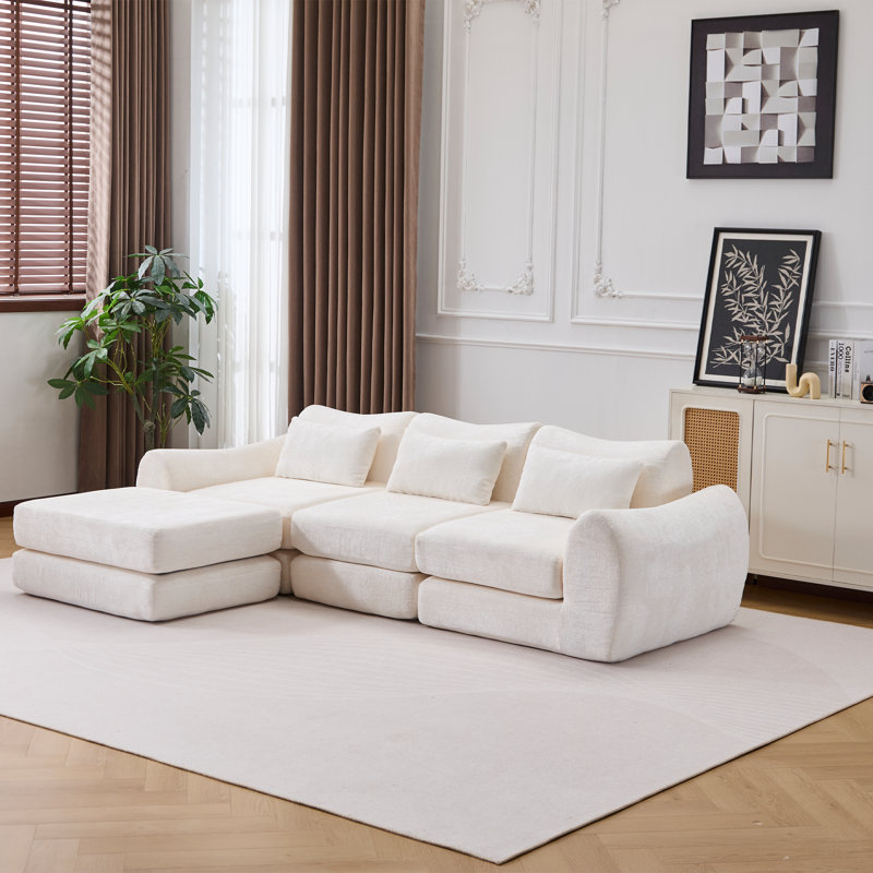 Canapé modulaire Boneless, Chenille blanche