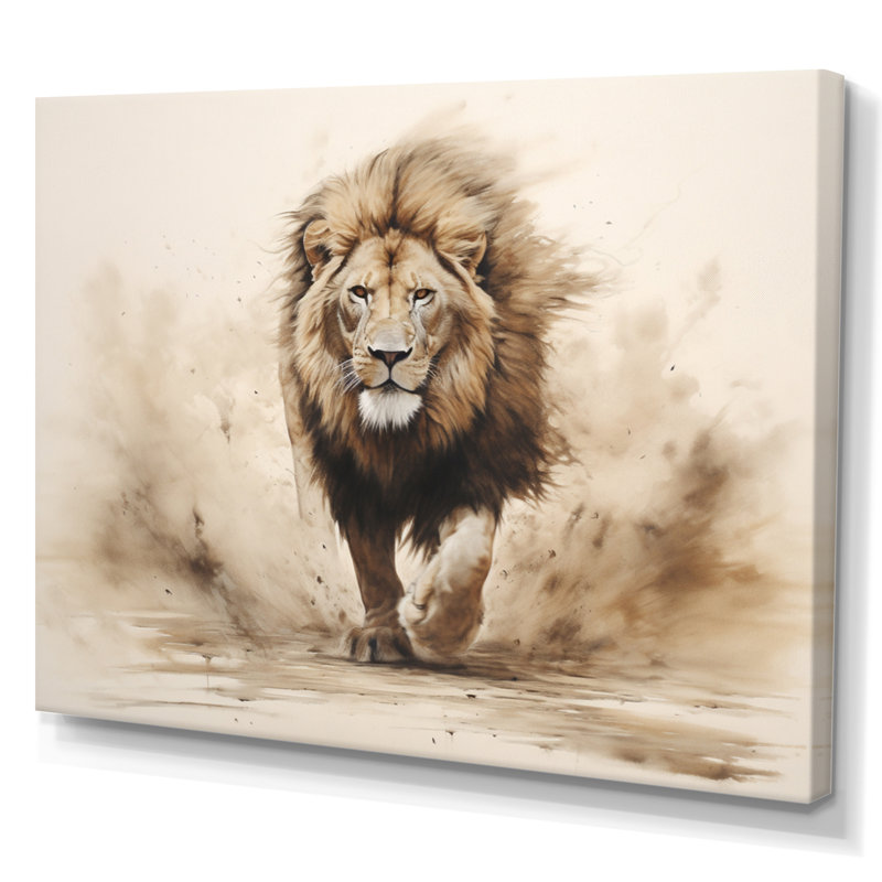 Lion Minimalist Roar Minimalist II Framed On Canvas Print, Toile tendue, H 34 po x l 44 po x P 1,5 po
