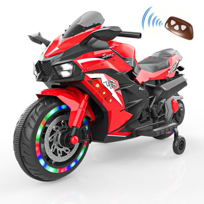 12V Electric Ride On Motorcycle for Kids 3-6 Years Old, 4 MPH Max Speed, LED Lights, Bluetooth Music, Battery Powered, Red