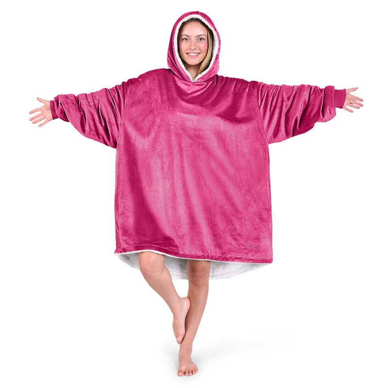Couverture en sherpa à capuche portable, Rose, Adulte