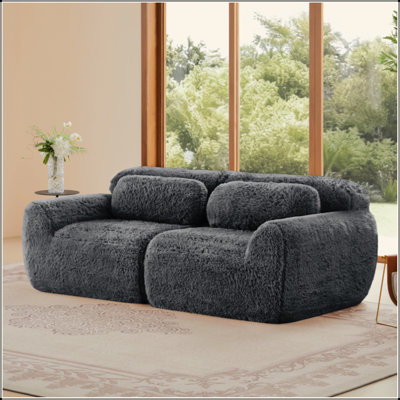 Canapé modulaire à 2 places pour canapé modulaire, conception antidérapante en tissu moelleux et moelleux, éponge haute densité 32D, conception ergonomique sans assemblage, avec coussins décoratifs pour le salon