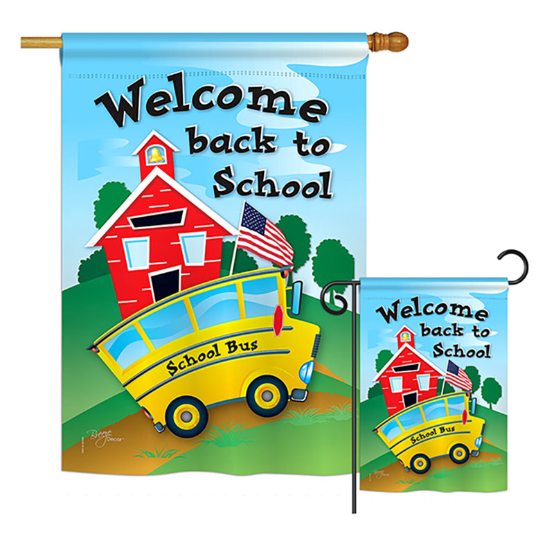 Ensemble de 2 drapeaux en polyester à impressions spéciales et à l’éducation pour le bus scolaire