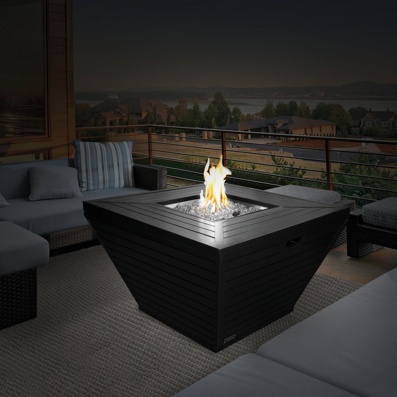 Table de foyer d'extérieur au propane / gaz naturel en aluminium Sunbeam - noir mat, Noir