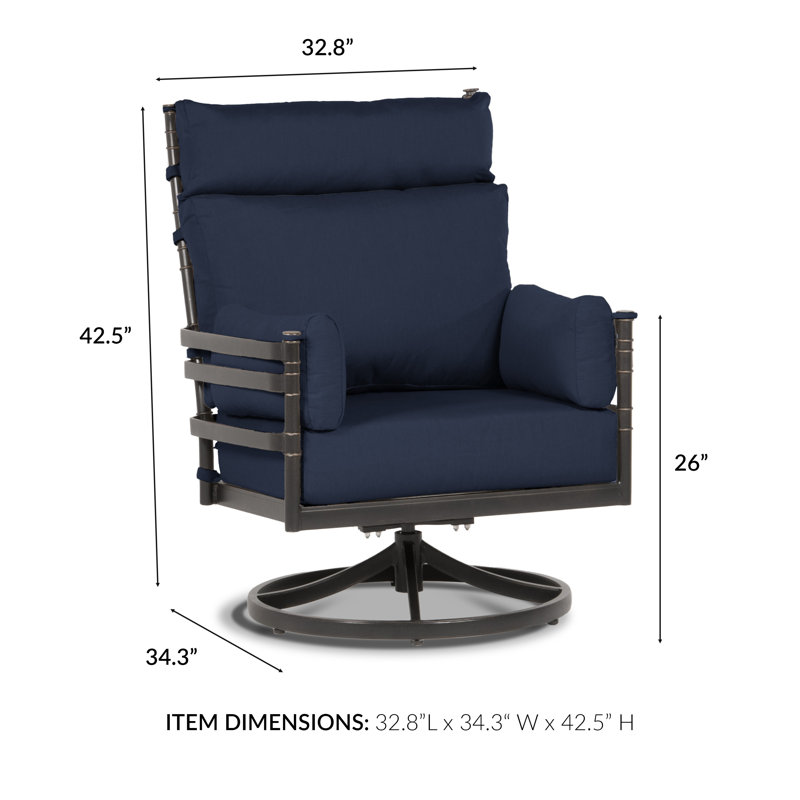 Lancaster - High Back Swivel Rocking Chair, Spectrum Indigo Sunbrella® Plainweave