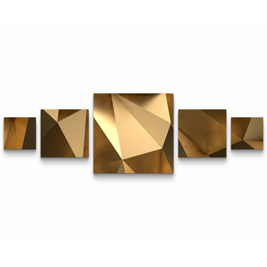 5-tlg. Leinwandbilder-Set 3D goldener Hintergrund