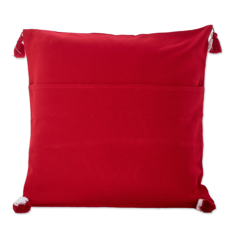 Housse de coussin en coton Novica, Rouge