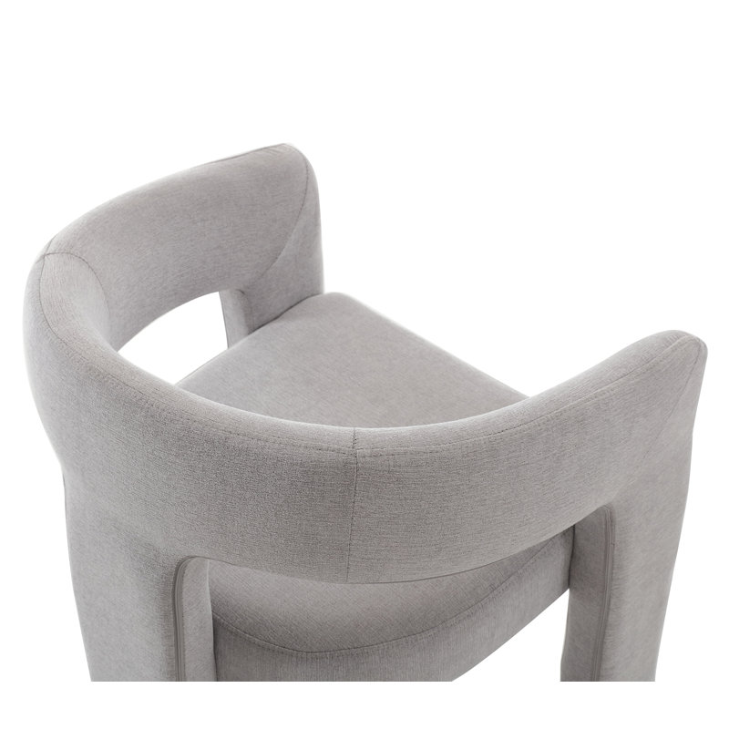 Modern Upholstered Barrel Dining Chairs, Grey Chenille