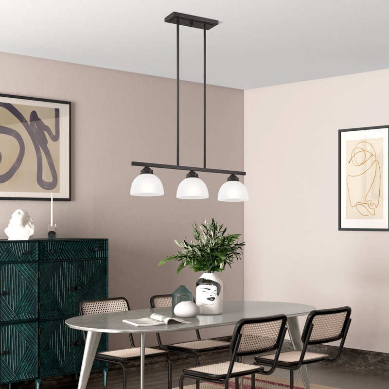 Luminaire suspendu linéaire pour îlot de cuisine à 3 lumières Annete, Bronze anglais