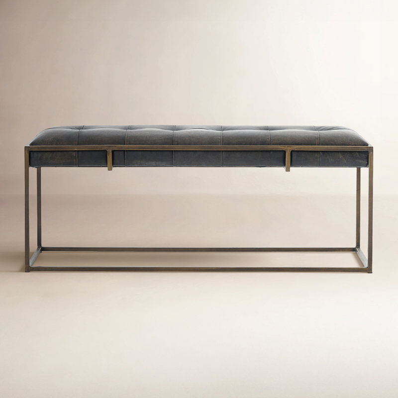 Oxford Leather Bench, Rialto Ebony Top Grain Leather