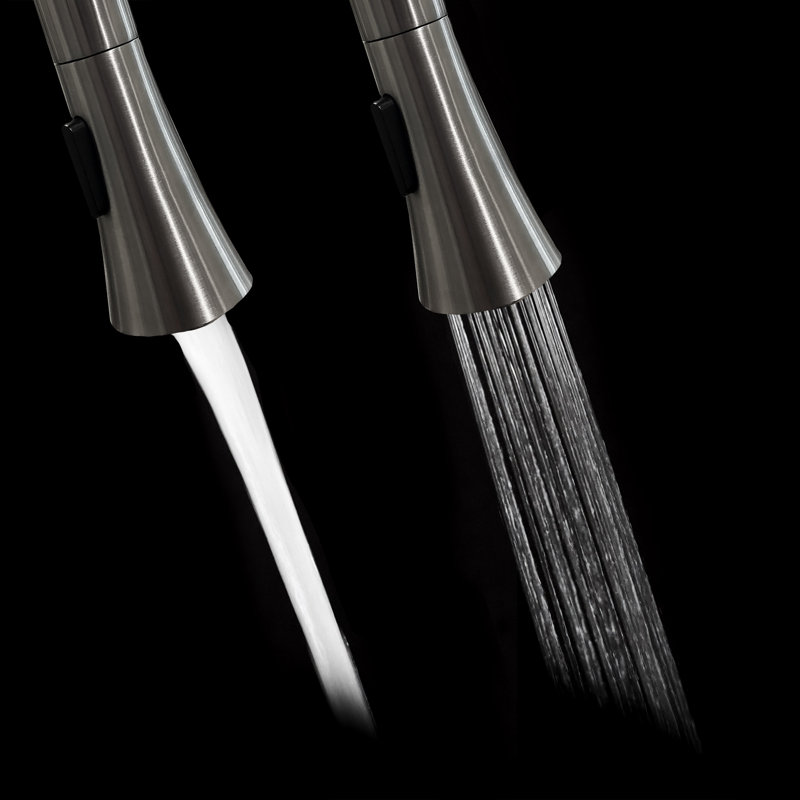 Robinet de cuisine à poignée simple Lulani Yasawa, Acier inoxydable brossé